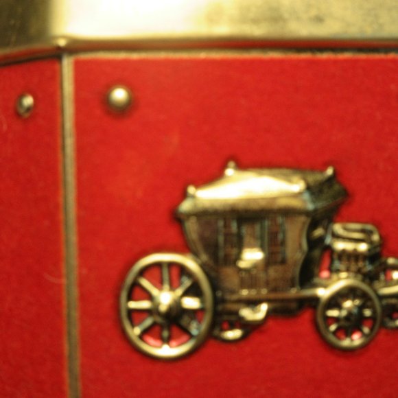 Antique Velvety Flocked Toffee Tin - Picture 2 of 5